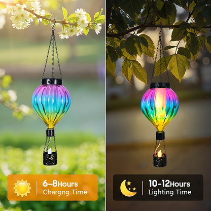 Solar Hot Air Balloon Lantern Garden Light, Flame Effect Decor