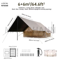 6+6 square meters, khaki color, with black vinyl canopy (no skylight, no chimney opening)