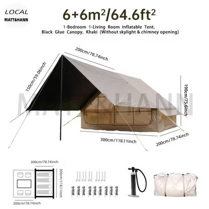 Inflatable Camping Tent 4-8 Person Air Cabin Glamping UV Protection