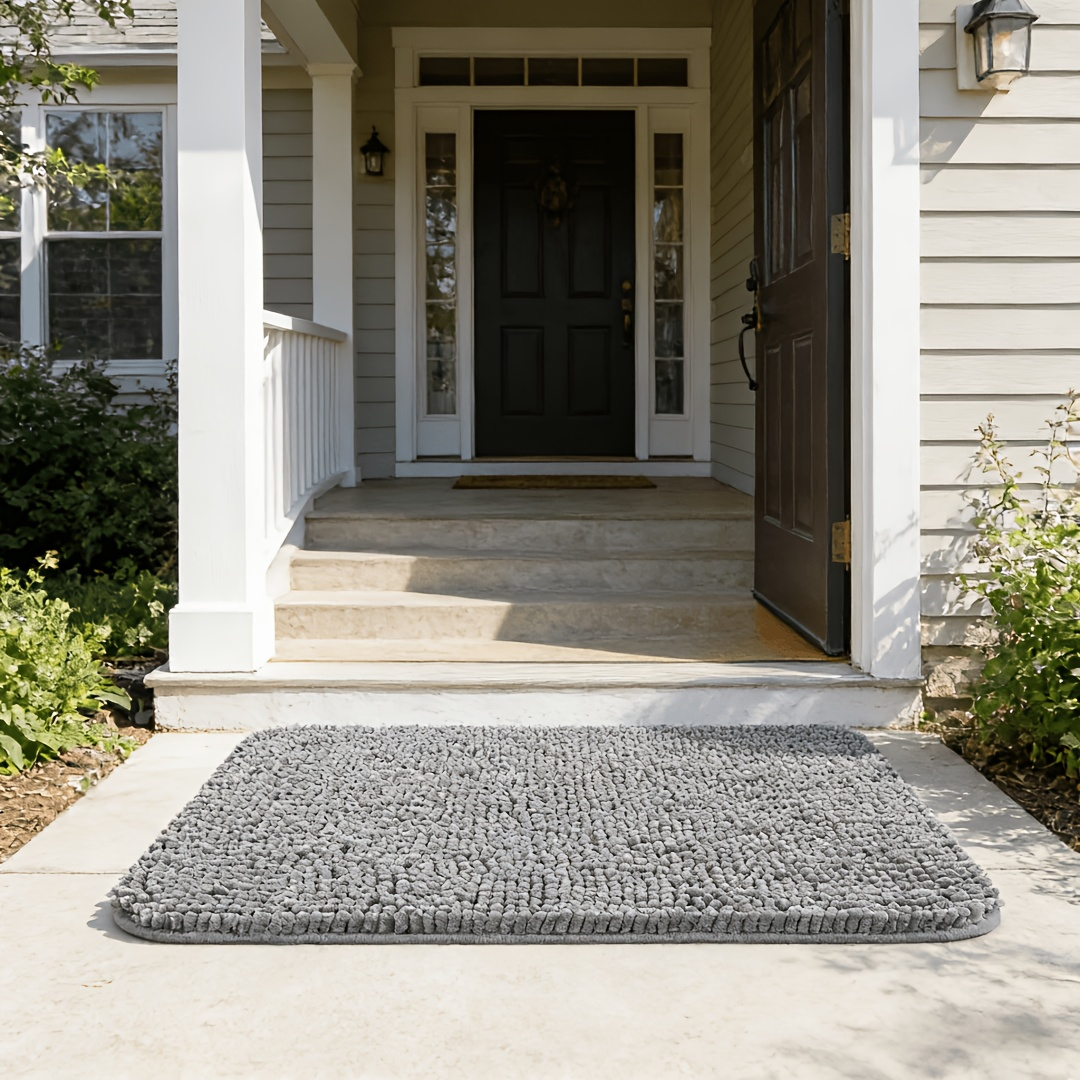 Chenille Dog Door Mat Super Absorbent Muddy Paws Non-Slip Washable Pet Rug Quick Dry Gingham Entryway Mat Indoor Outdoor Multiple Sizes & Colors