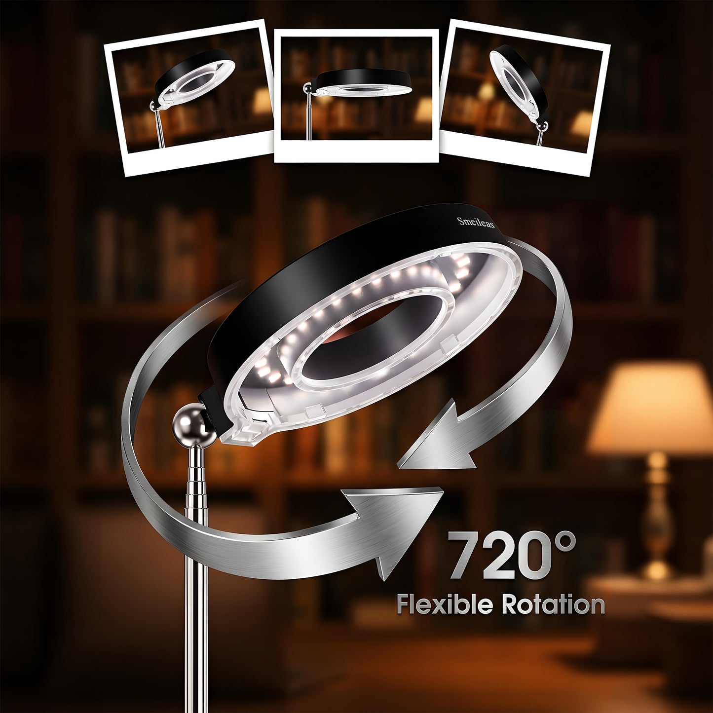 Grow Light for Indoor Plants 4-Head Full Spectrum | 720° Rotatable Retractable Pole 4 Dimming Modes Auto Timer 3/6/9H USB | Desktop Potted Plants