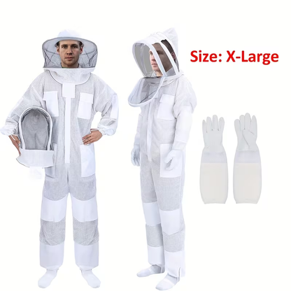 Beekeeping Suit Triple Layer Sting-Resistant Gloves 2 Veils S-3XL