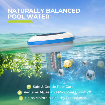 Solar Pool Ionizer – Chemical-Free Floating Purifier for Pools Up to 45,000 Gal