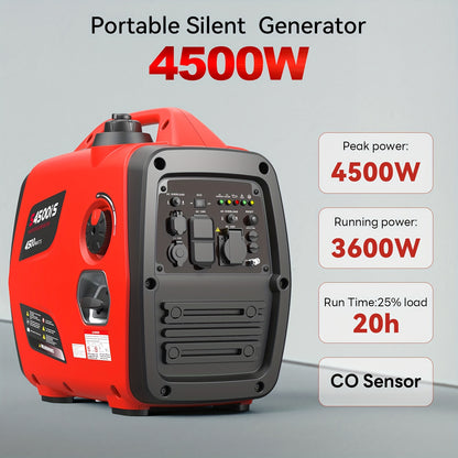Inverter Generator Portable Ultra Quiet - 2500W/3600W/4000W/4500W, CO Auto Shutoff, ECO Mode, Parallel Ready, Clean Power THD<3% for Camping, RV, Home Backup, Yard & Lawn