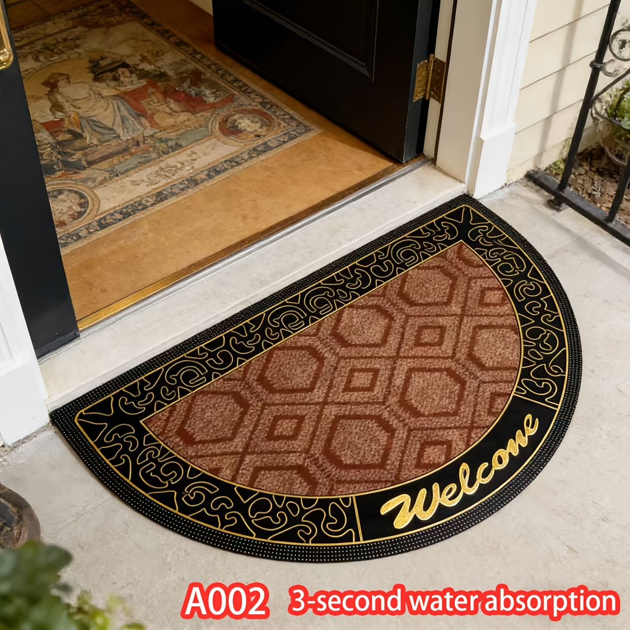 Heavy Duty Outdoor Door Mat Mud Scraper Non-Slip Water Absorbent Rubber Entrance Rug for Front Door Porch Patio Garage Courtyard Indoor Outdoor All Weather