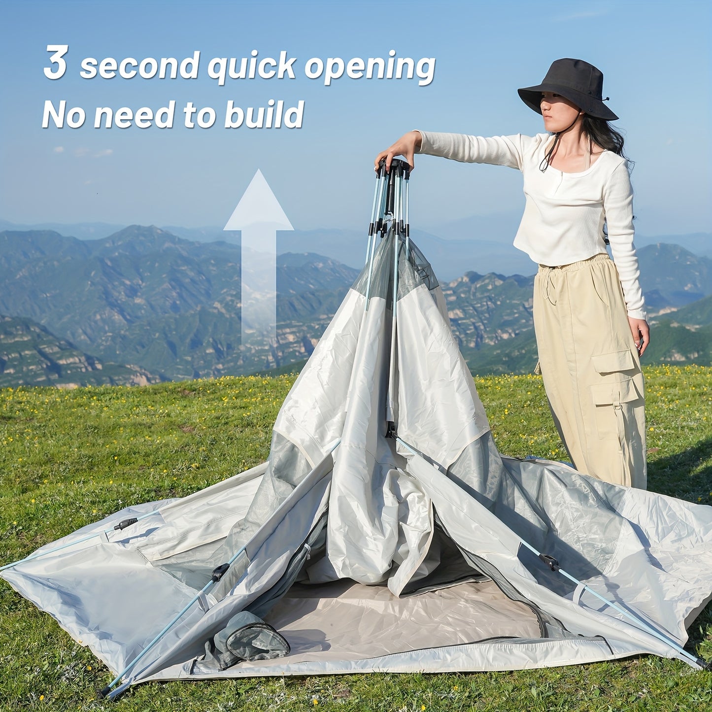 Automatic Hexagonal Camping Tent 4-6 Person Instant Setup Waterproof