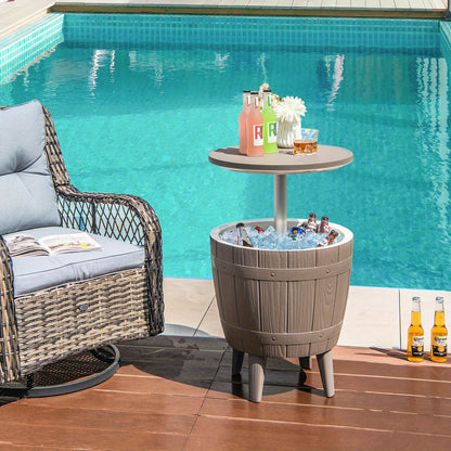 Outdoor Cooler Bar Table 3-in-1 | 10 Gal Ice Bucket, Coffee Table & Serving Station | All-Weather PP, Removable Legs, 110 LB Capacity