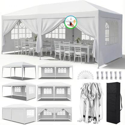 Party Tent 10x20ft 6 Sidewalls Heavy-Duty Commercial Waterproof Canopy