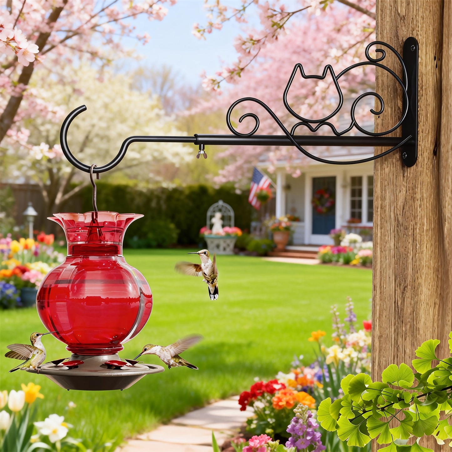 Hummingbird Feeder | Glass Spiral 5 Station Hanging Garden Yard Decor