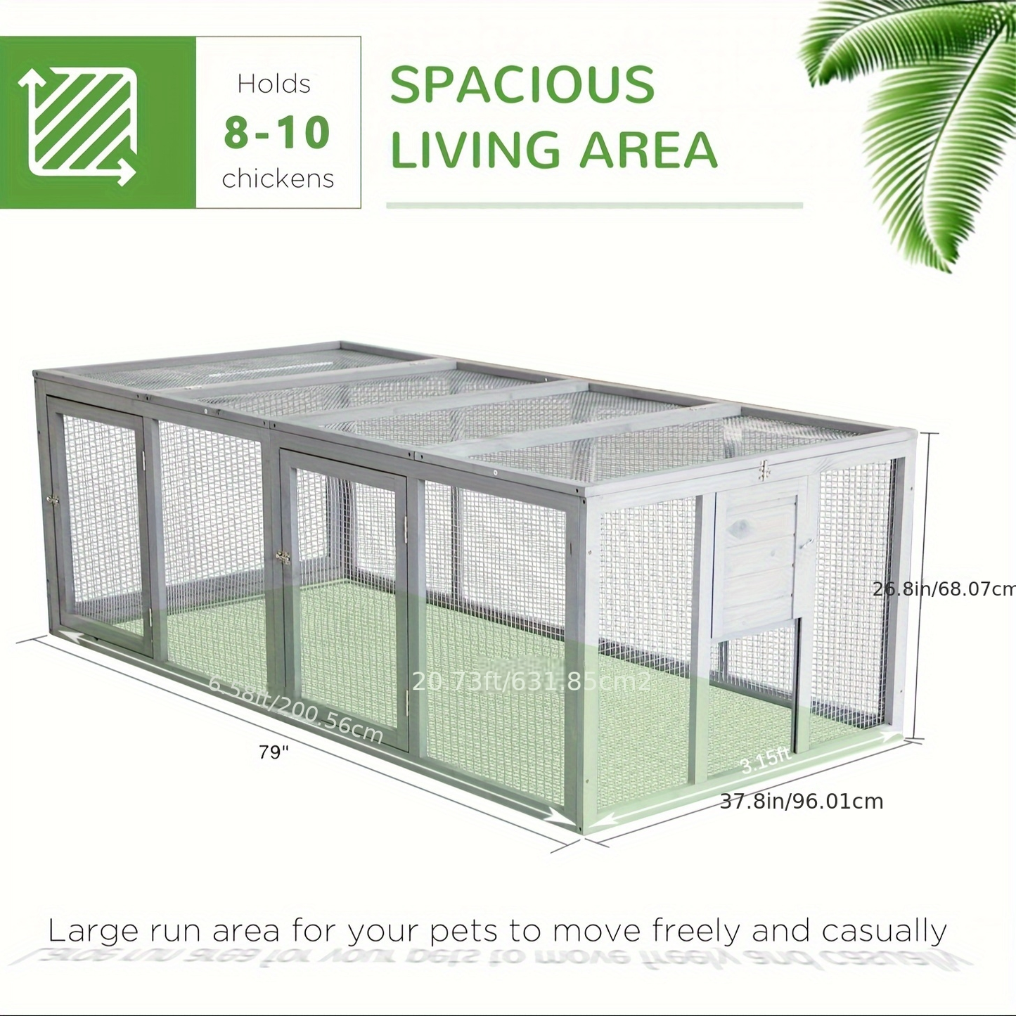 Wooden Chicken Coop with 2 Large Nesting Boxes for 4-6 Chickens | 59" Outdoor Hen House with Weatherproof PVC Roof, Ramps, Perches & Multiple Entrances
