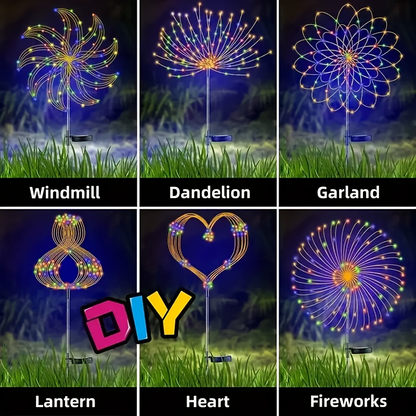 Solar Fireworks Lights Outdoor Waterproof 240–640 LED 8 Lighting Modes – 4/8 Pack Garden Stake Lights for Christmas Yard Wedding Patio Lawn Holiday Decoration