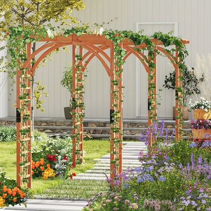 Cedar Wood Arbor 84" Double Lattice Garden Arch Pergola Trellis