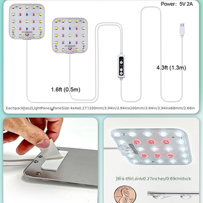 Under Cabinet Grow Light Full Spectrum High PPFD Optical Lens | 4 Brightness Levels Auto Timer 6/12/16H | Small Plants Seeds Indoor LED Plant Light