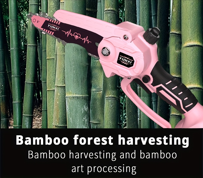Cordless Electric Pruning Saw Handheld Mini Chainsaw Wireless Portable Tree Branch Cutter with Safety Lock Rechargeable Battery for Yard Garden Trimming