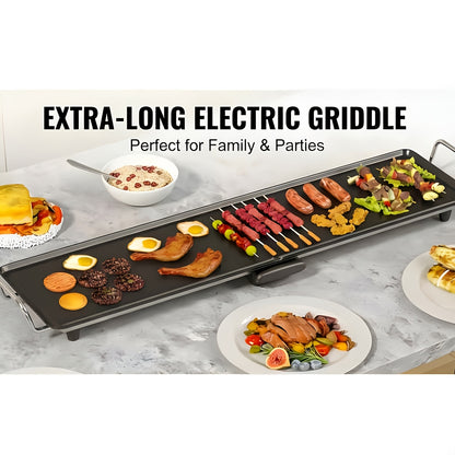Indoor Electric Grill Smokeless – Non-Stick BBQ Griddle with Adjustable Temperature & Drip Tray, Extra-Large Extended / Medium / Large Roasting Pan, Multifunctional Indoor & Outdoor Barbecue – Holiday Gift Idea