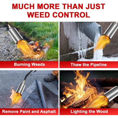 Weed Burner Torch Propane with 10ft Hose & Turbine Trigger, High-Output Flame Weeder with 1lb Cylinder Converter for Garden Weeding, Ice & Snow Melting, Wood Burning, Outdoor Use – Gas Tank Not Included
