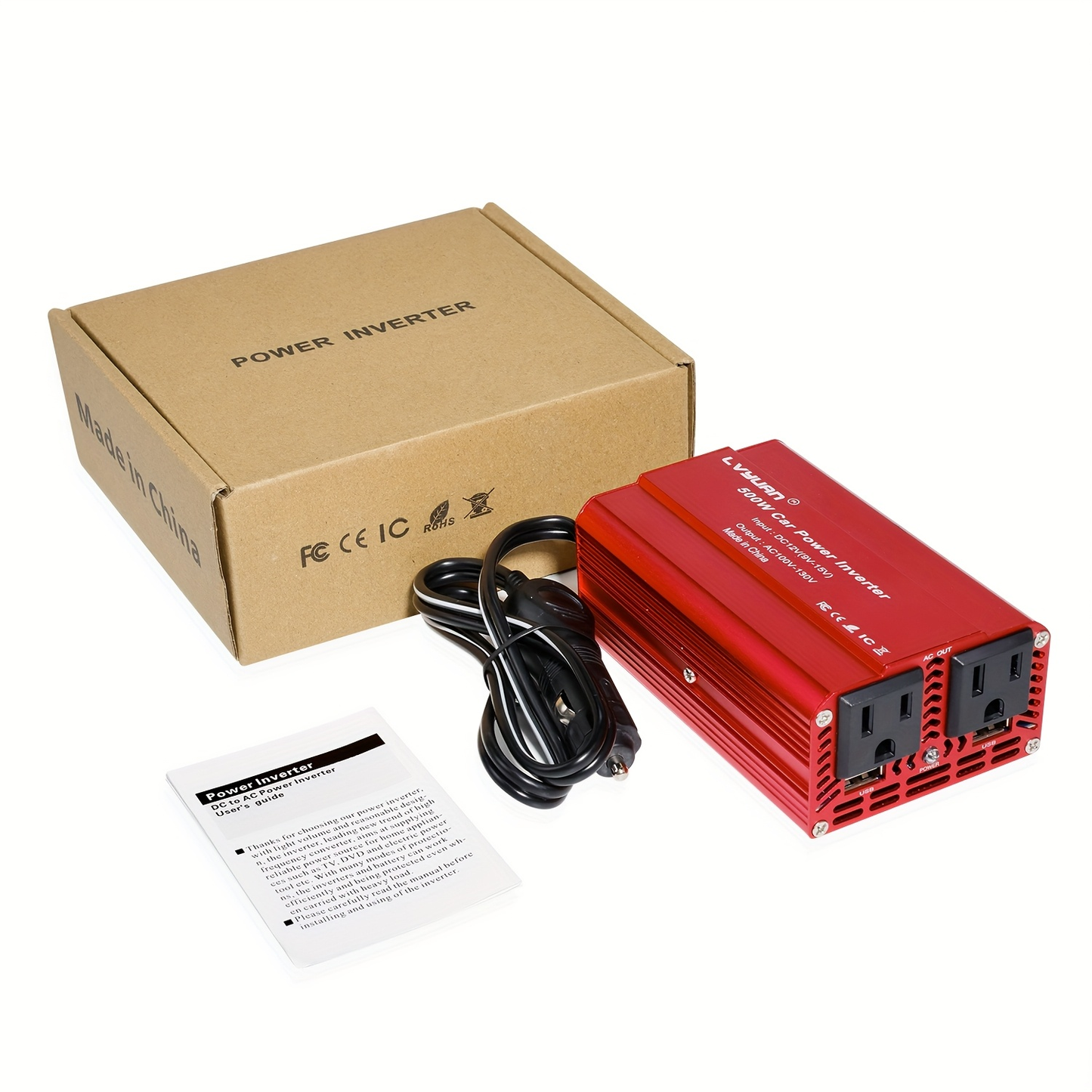 Power Inverter 500W / 2500W 12V DC to 110V AC - 3 AC Outlets & Dual USB Ports, LED Display, Car Inverter for Boat, Vehicle, RV, Truck & Camping Off-Grid Power