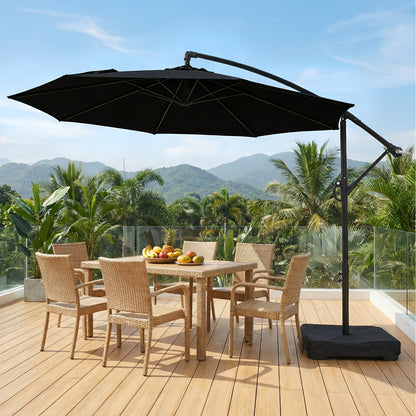 Cantilever Patio Umbrella 10 Ft Offset Hanging Outdoor Umbrella with Crank, Push Button Tilt & Cross Base, Market Umbrella for Patio Deck Pool Backyard, 8 Colors