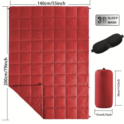 Camping Blanket Puffy Outdoor Down Alternative Windproof Warm 55x79 Inch Lightweight Printed Quilt for Beach Picnic Hammock Travel Cold Weather