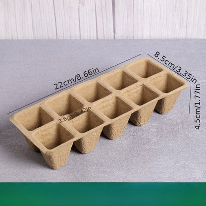 Peat Pots Seed Starter 100pcs Square Biodegradable Paper | Germination Trays with Peat Substrate for Herbs Cacti Flowers | Indoor Outdoor Transplanting