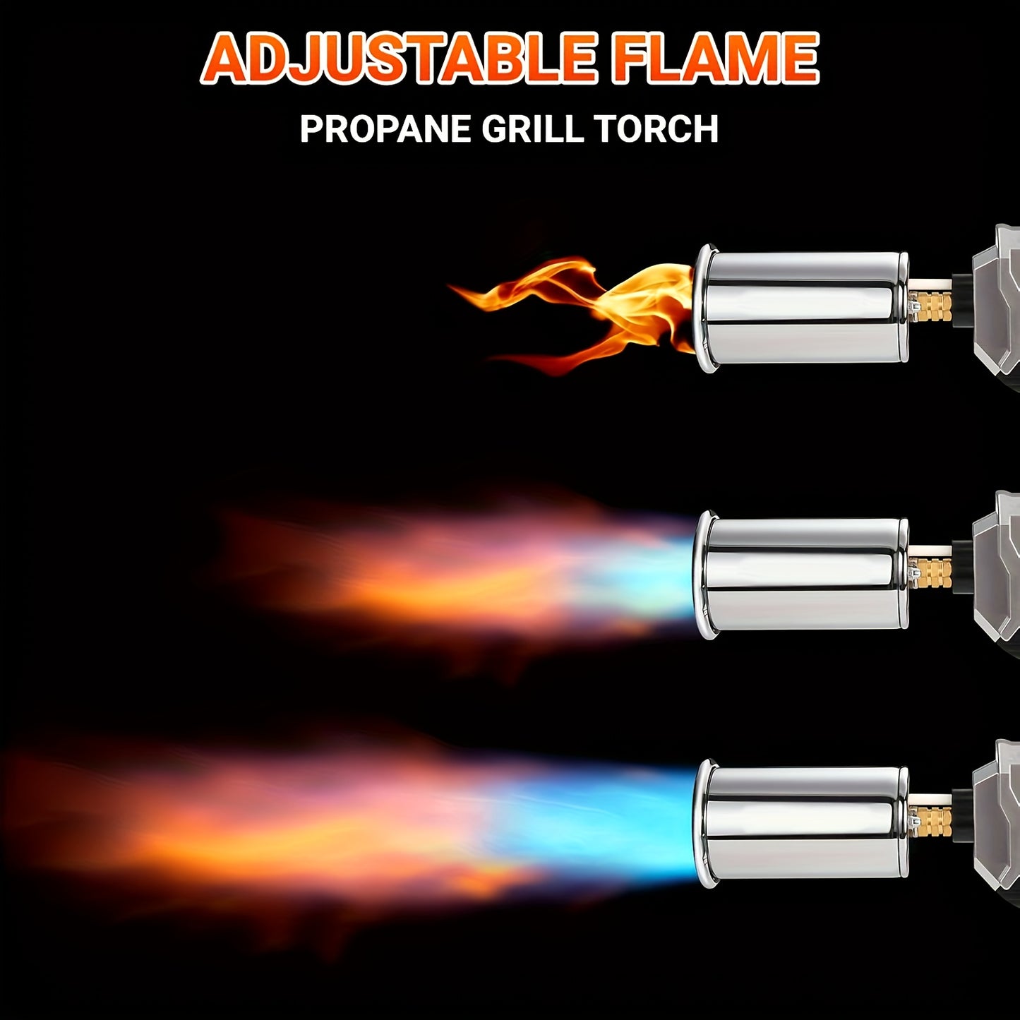 Propane Torch Flamethrower 24 Inch, Adjustable Flame Weed Burner & BBQ Grill Torch for Steak Searing, Charcoal Igniter, Campfire Starter, Creme Brulee, Sous Vide Cooking – Tank Not Included