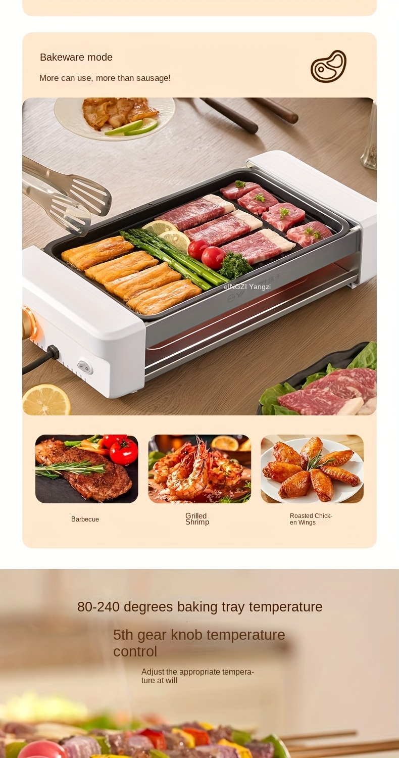Sausage Grill 4-in-1 Multifunctional Electric Hot Dog Roller – Non-Stick Countertop Cooker with Adjustable Temperature, Detachable Panel, Silicone Oil Brush & Grill Holder – Easy Clean, Kitchen & Dorm Use