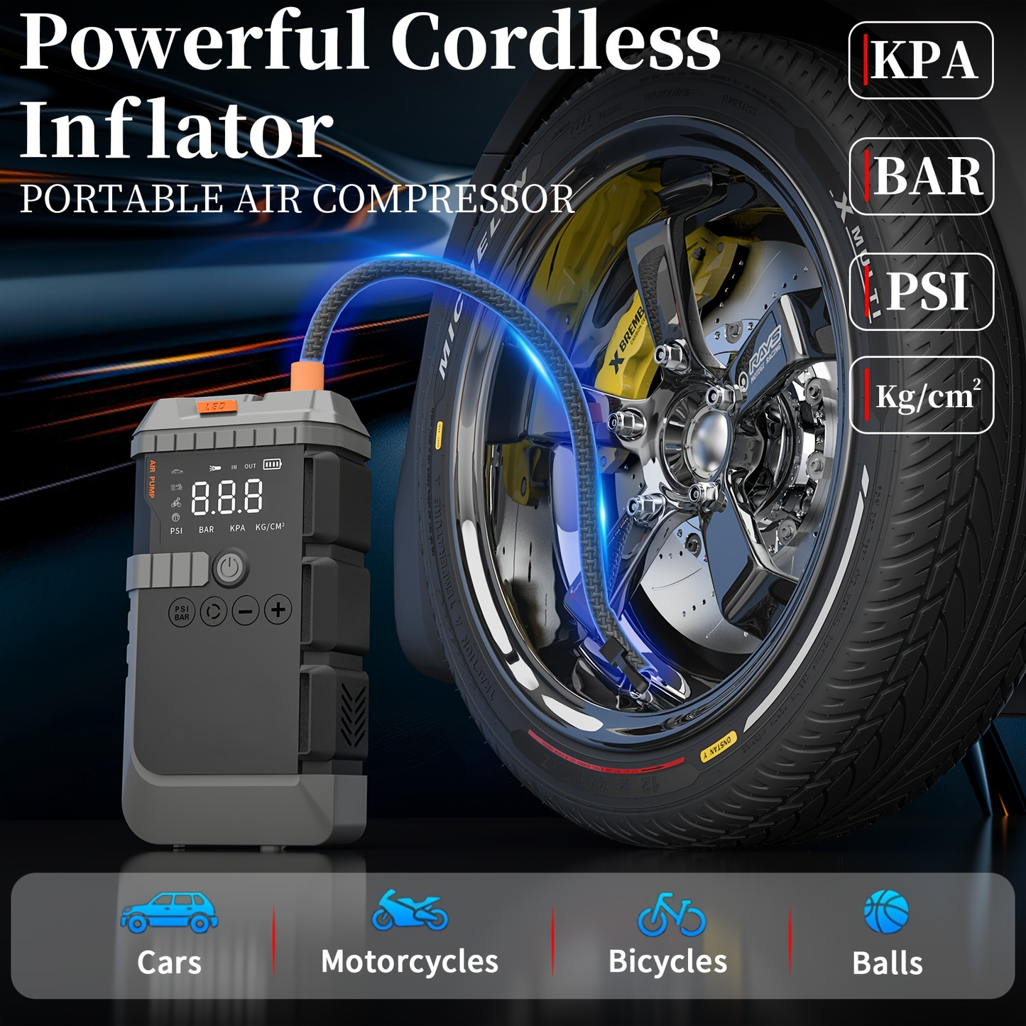 Jump Starter Power Bank 10000A 4-in-1 with 150 PSI Air Compressor LED Emergency Light USB Charging for Gas Diesel 12V Car Battery Emergency Starter Kit