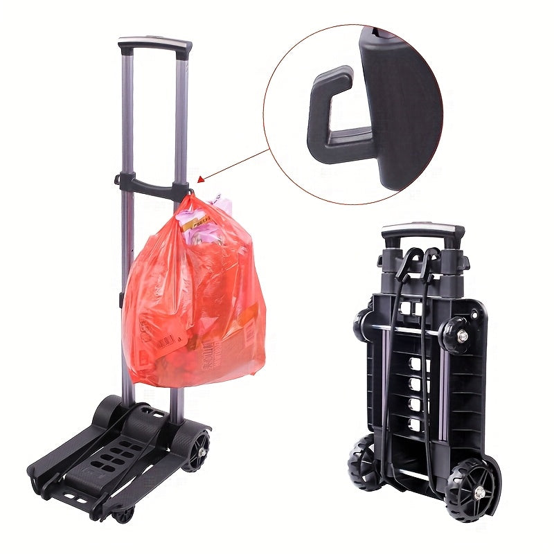 Folding Hand Truck Aluminum Alloy | Portable Trolley Cart for Shopping Moving Camping Travel with 2 or 4 Wheels