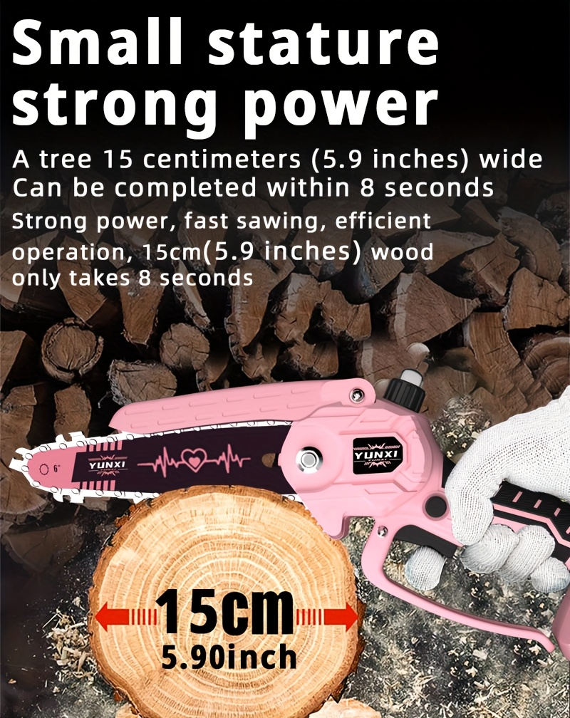 Cordless Electric Pruning Saw Handheld Mini Chainsaw Wireless Portable Tree Branch Cutter with Safety Lock Rechargeable Battery for Yard Garden Trimming