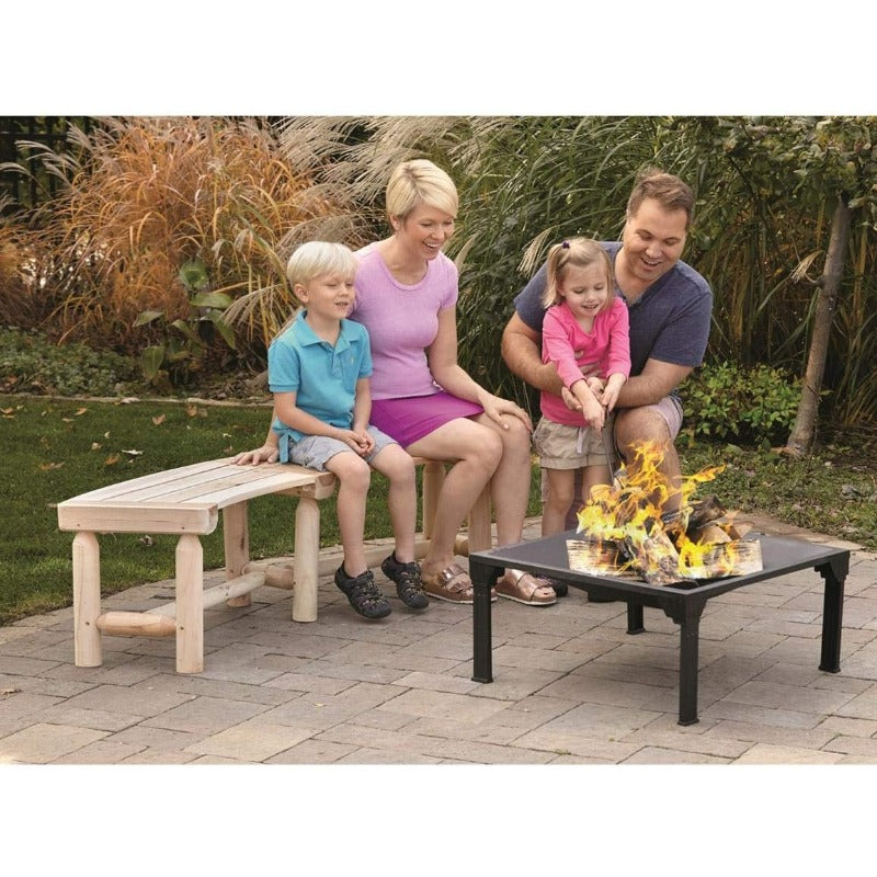 Curved Fire Pit Bench Outdoor - Rustic Softwood Log Seat for Backyard Bonfires, Cozy Fire Pit Gatherings & Patio Seating