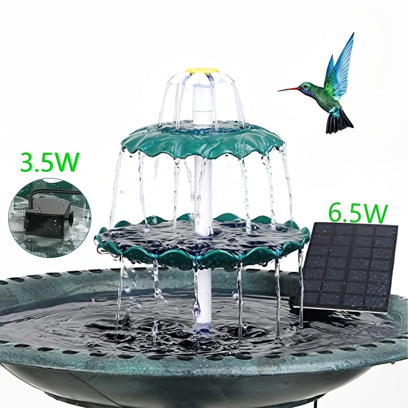 Bird Bath Fountain Pump 3-Layer Detachable Solar 3.5W Dark Green