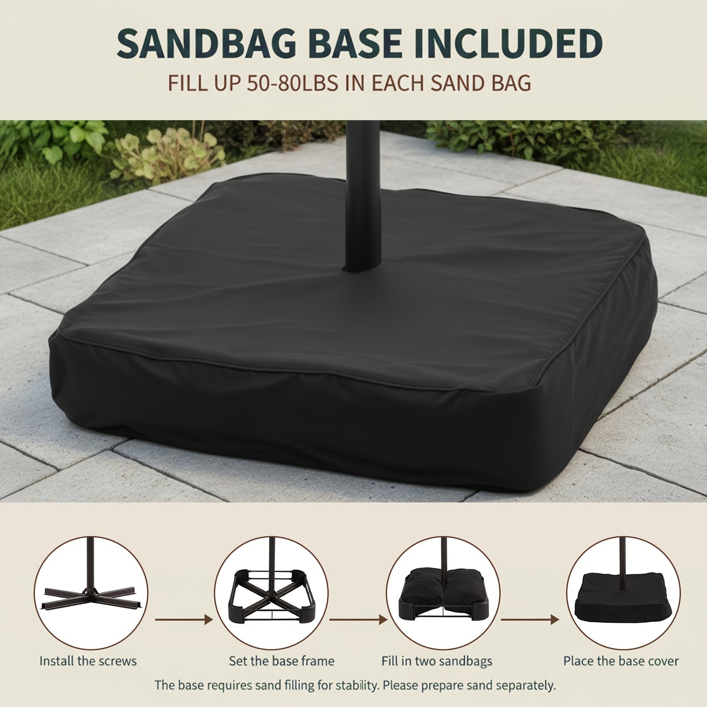 Cantilever Patio Umbrella 10 Ft Offset Hanging Outdoor Umbrella with Crank, Push Button Tilt & Cross Base, Market Umbrella for Patio Deck Pool Backyard, 8 Colors