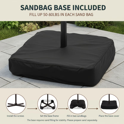 Cantilever Patio Umbrella 10 Ft Offset Hanging Outdoor Umbrella with Crank, Push Button Tilt & Cross Base, Market Umbrella for Patio Deck Pool Backyard, 8 Colors