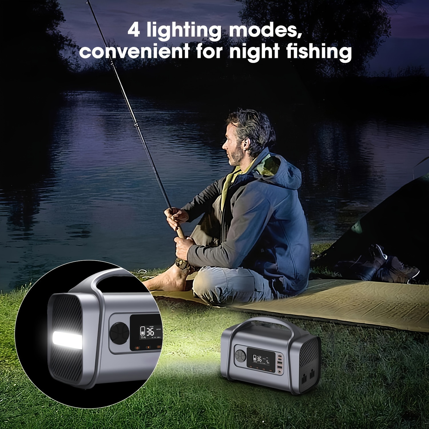 Solar Generator 296Wh Portable Power Station | 200W Output Peak 400W, 110V AC, 60W USB-C PD, LED Light, MPPT Solar Charging for Camping, RV, Travel, Home Backup