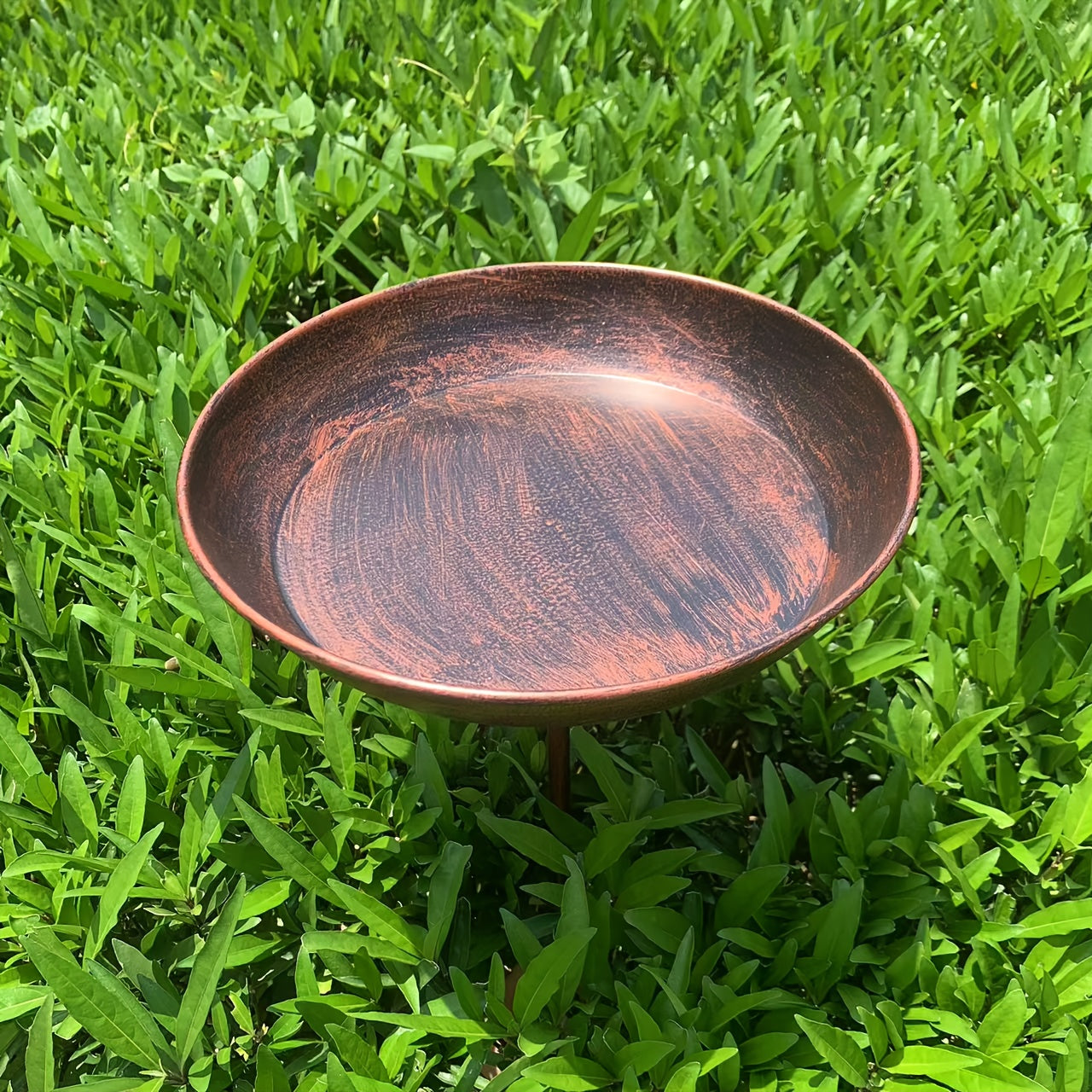 Bird Bath | Vintage Pedestal Iron Copper Floral Garden Bird Watching