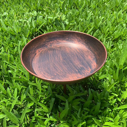 Bird Bath | Vintage Pedestal Iron Copper Floral Garden Bird Watching