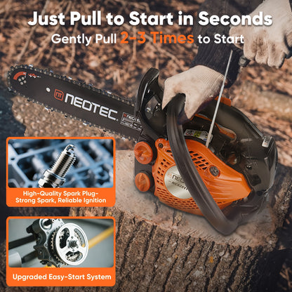 Top Handle Chainsaw 25CC 12-Inch – 2-Cycle Gas Arborist Saw, 12000 RPM, Low-Kickback Chain, Anti-Vibration, 5.5 lbs Lightweight Design