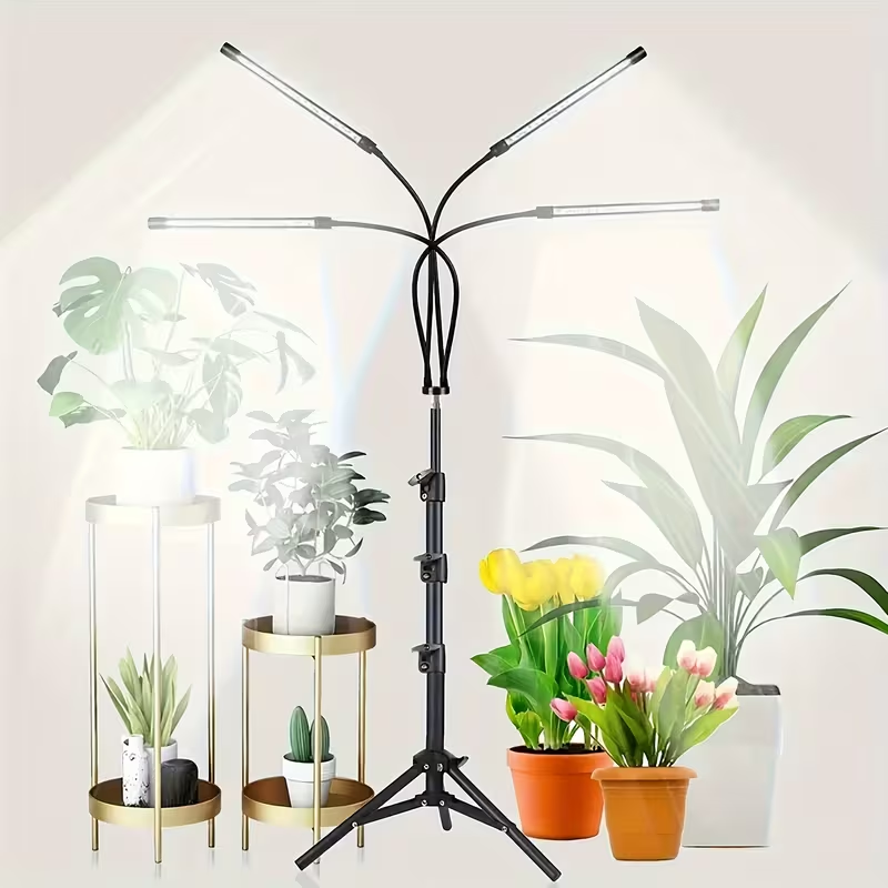 Tripod Grow Light Stand 4/5/6 Head Full Spectrum USB | Adjustable Tripod Stand Auto On/Off Timer | Indoor Plant Growth Lamp Floor Standing Flexible