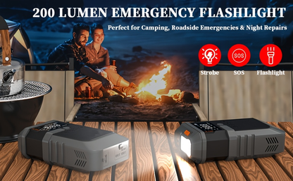 Jump Starter Power Bank 10000A 4-in-1 with 150 PSI Air Compressor LED Emergency Light USB Charging for Gas Diesel 12V Car Battery Emergency Starter Kit