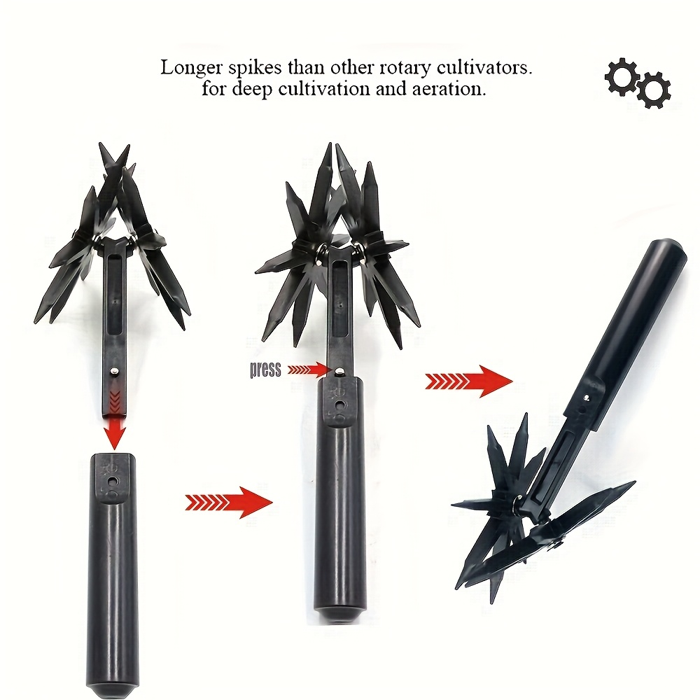 Grass Scarifier & Rotary Tiller Soil Loosening Tool - Manual Garden Aerator for Lawn Scarifying, Soil Turning, Thatch Removal & Land Aeration in Backyard, Garden Beds & Grassland