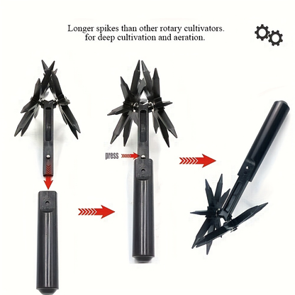 Grass Scarifier & Rotary Tiller Soil Loosening Tool - Manual Garden Aerator for Lawn Scarifying, Soil Turning, Thatch Removal & Land Aeration in Backyard, Garden Beds & Grassland