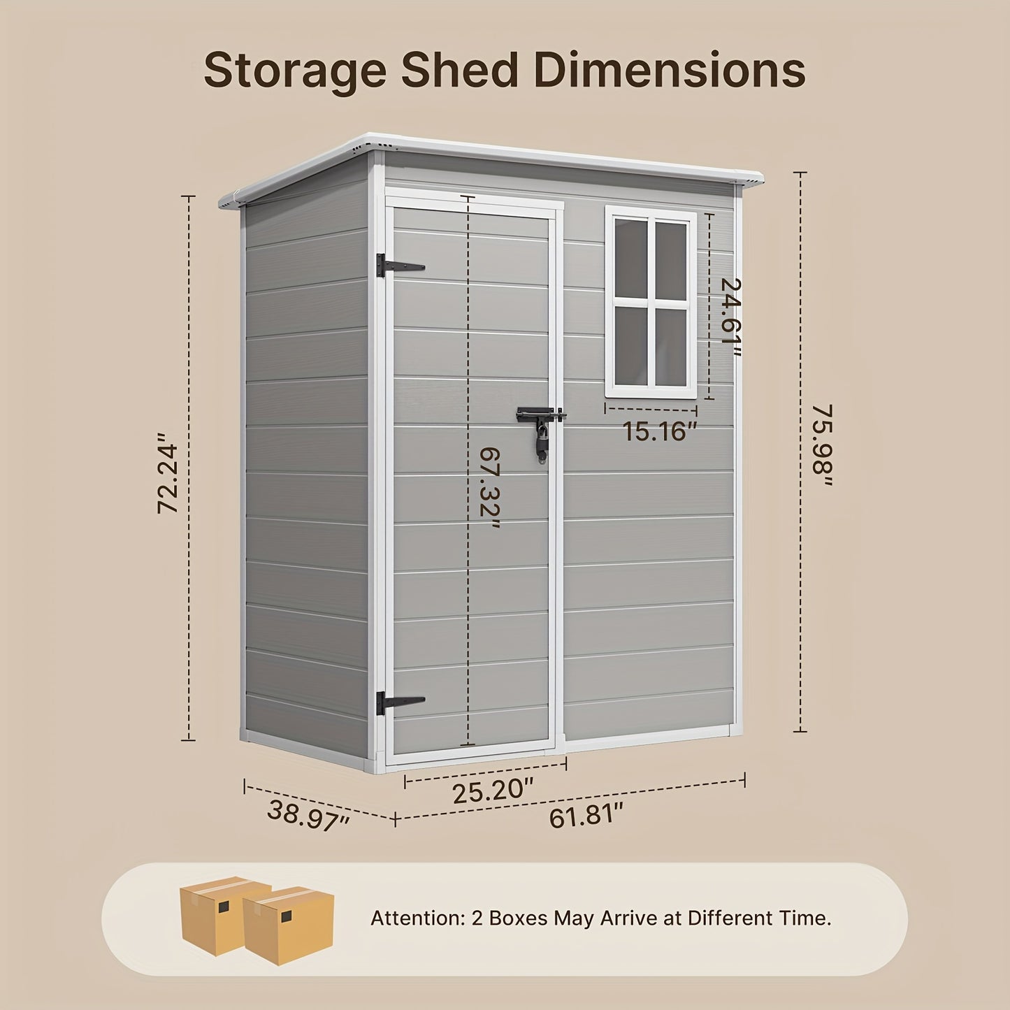 Plastic Garden Shed 5x3 ft Resin Outdoor Storage with Lockable Door