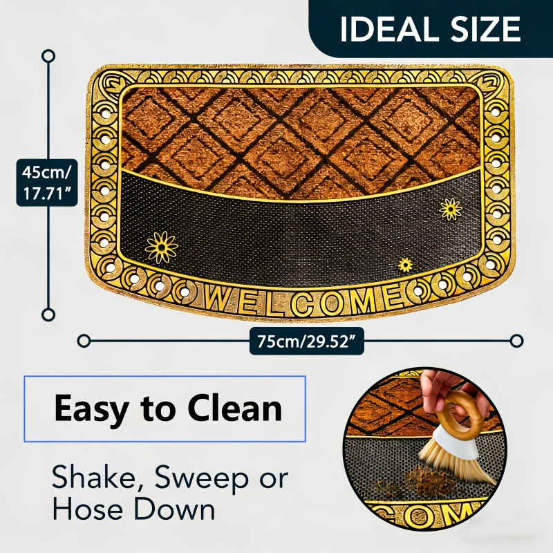 Heavy Duty Outdoor Door Mat Mud Scraper Non-Slip Water Absorbent Rubber Entrance Rug for Front Door Porch Patio Garage Courtyard Indoor Outdoor All Weather