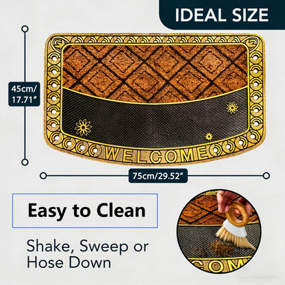 Heavy Duty Outdoor Door Mat Mud Scraper Non-Slip Water Absorbent Rubber Entrance Rug for Front Door Porch Patio Garage Courtyard Indoor Outdoor All Weather