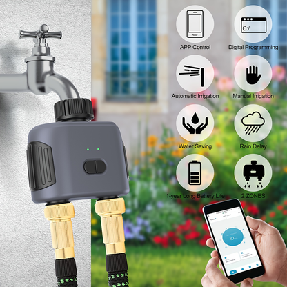 WiFi Sprinkler Timer Smart 2-Zone Irrigation System with App & Alexa Voice Control