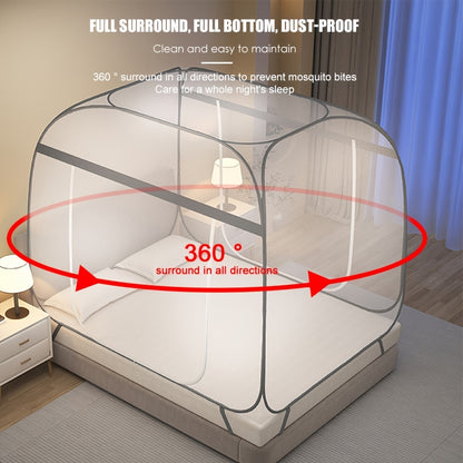 Mosquito Net Canopy Bed – Yurt Style 360° Full Coverage, Stainless Steel Frame, Easy Open Design for Bedroom, Dorm & Outdoor, Multiple Sizes, Grey & Blue