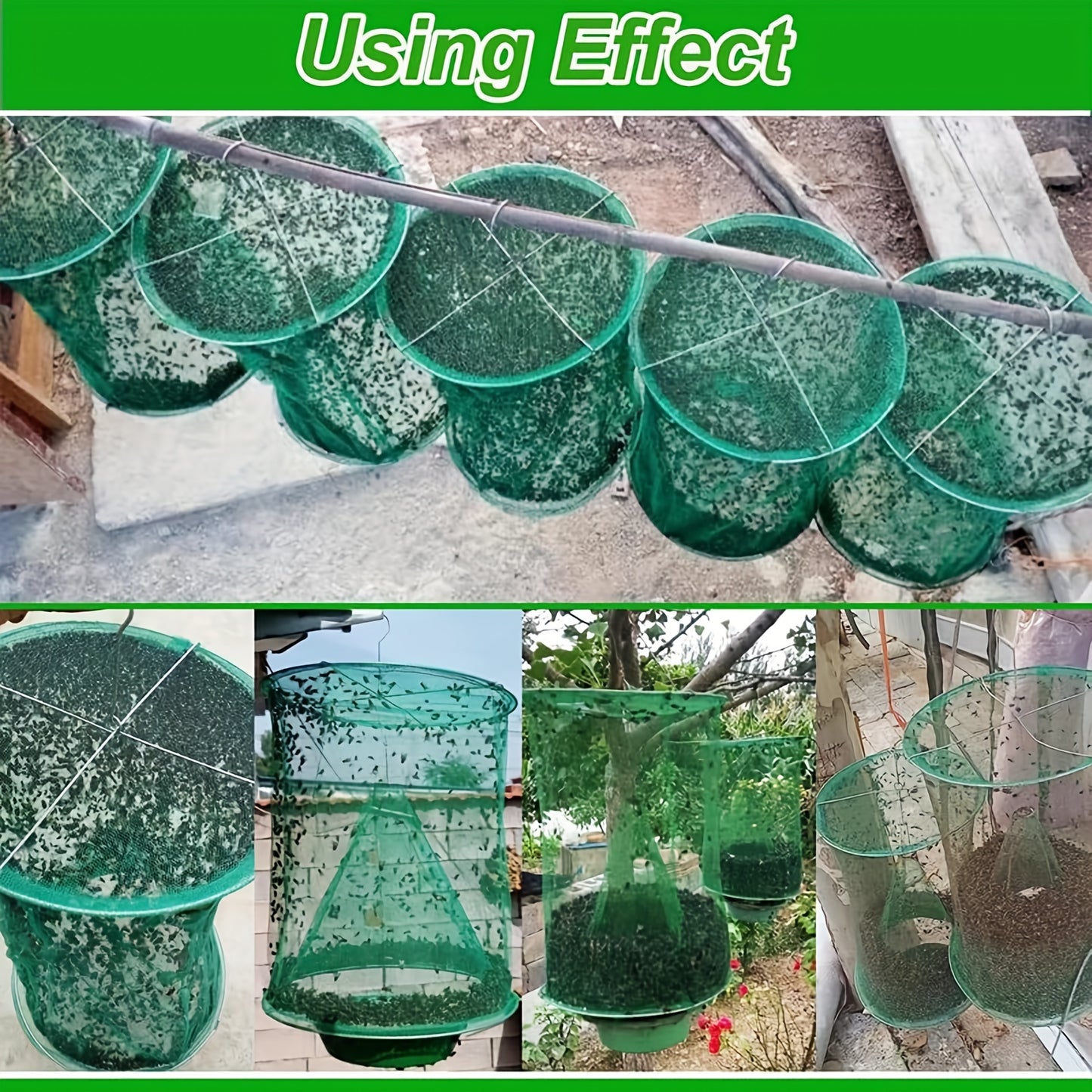 Fly Trap Outdoor Hanging Reusable – Ranch Stable Fly Catcher Cage for Farm Yard Garden, Non-Toxic Fly Killer 2 & 4 Pack