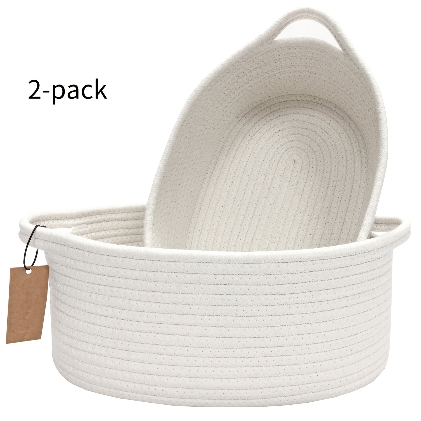 Woven Gift Basket with Handles Cotton Rope Storage Basket for Shelves Room Decor Cat Dog Toys Organizer Bin 2/4 Pack