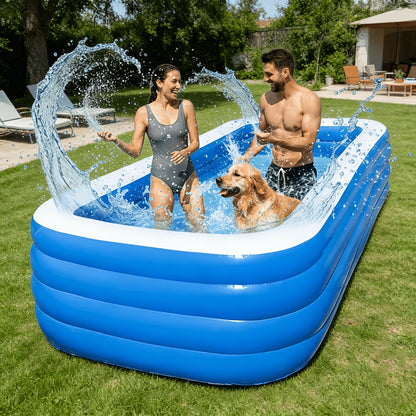 Inflatable Swimming Pool for Family Extra Large 120 Inch 4-Layer Thickened Outdoor Backyard Pool Quick Inflation Durable Kids Adults Summer Party