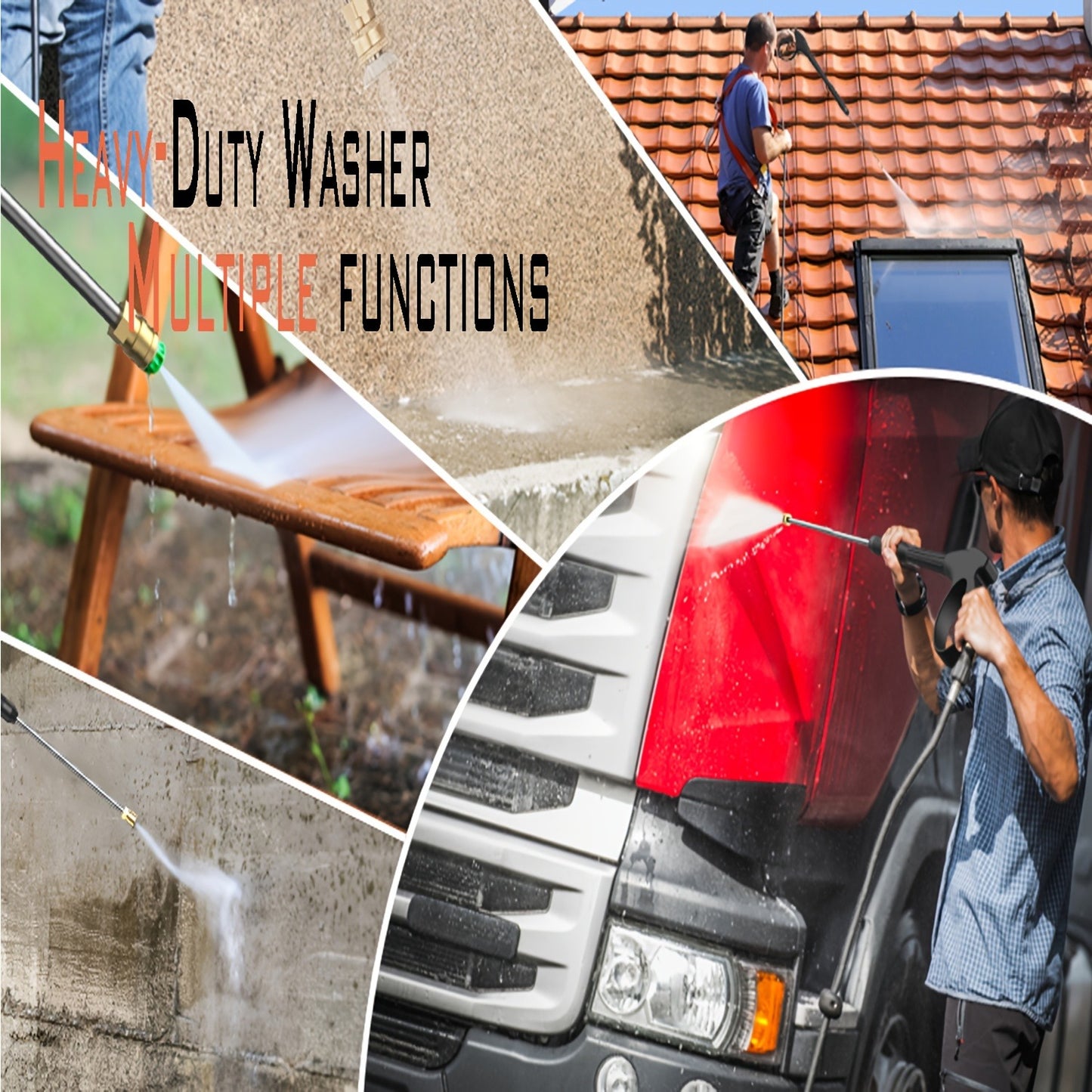 Gas Pressure Washer 3500PSI 2.6GPM 7.0HP 4-Stroke Engine 30-Foot Hose 5 Nozzles Off-Road Wheels Heavy Duty for Siding Driveway Car RV Paint Prep